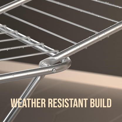 Premium Cloth Drying Stand - 3 Way Folding, Lightweight, 42 Feet Drying Length, 20 Drying Rails (Silver)