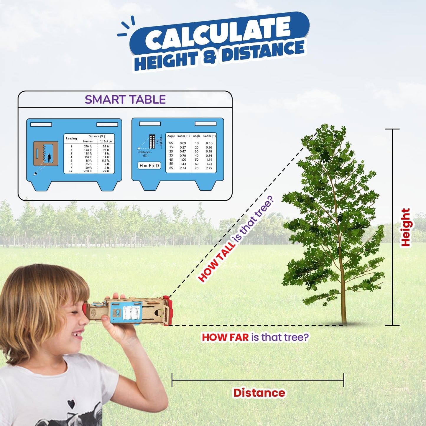 Telescope Toy for Kids Age 8-9-10-11-12-13-14 Years Old | Measure Height & Distance | Birthday Gift for Boys & Girls | DIY Science Toys for Kids 8-14 Year| STEM Kit