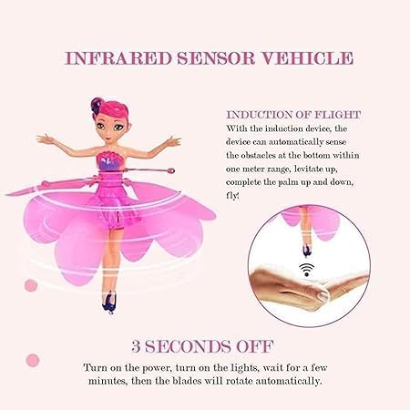 Trendy Sky Dancing Magical Hand Sensor Flying Princess Doll for Girls | Flying Doll Helicopter Princess with 3D Light | Best Outdoor- Indoor Play Toy for Kids Boys Girls & Best for Gift