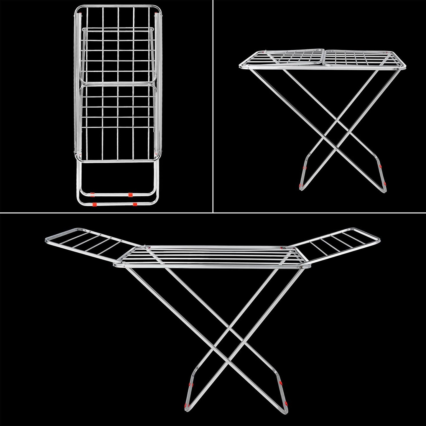 Stainless Steel Foldable Cloth Dryer Stand Double Rack Cloth Stands for Drying Clothes Steel (Cross)