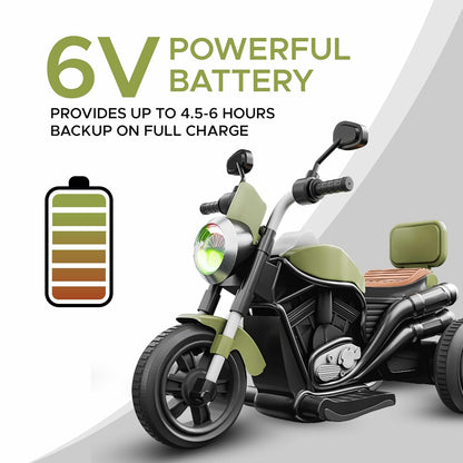 5ECruise Rechargable Electric Kids Bike with Music&LED, Kids Scooter Bike for 1-5 Years Boys&Girls Powered by 6V Battery & Motor for 4.5-6Hr Ride with Foot Accelerator(Harrlay,Green)