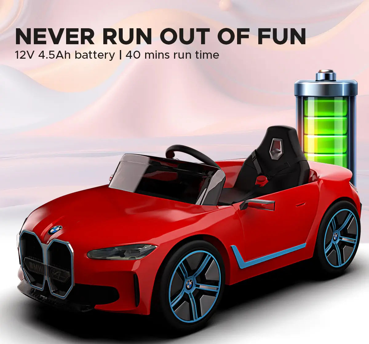 Formula Fun BMW i4 Ride-On Car, Red, 3Y+