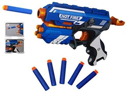 Hot Fire Soft Bullet Gun Toy With 10 Safe Soft Foam Bullets, Fun Target Shooting Battle Fight Game For Kids Boys (Blaze Storm- Hot Fire),Multicolor