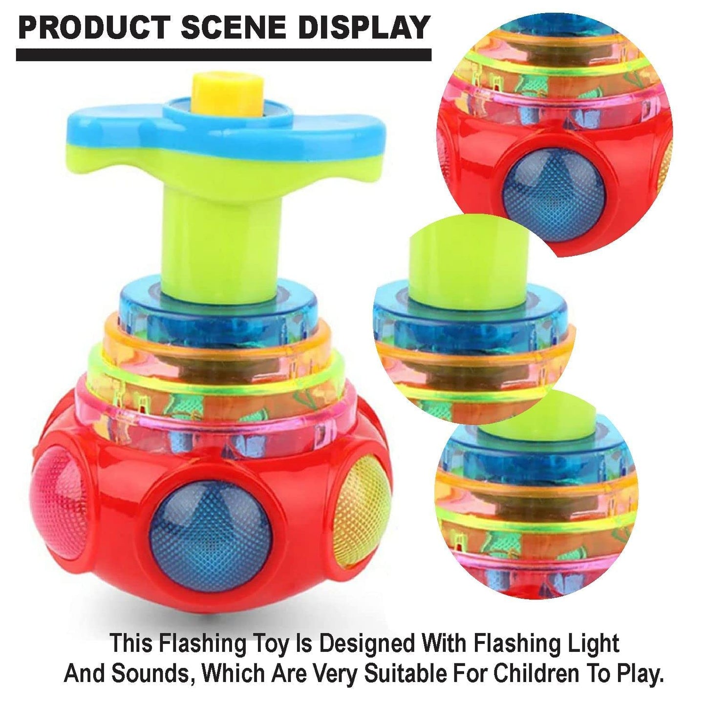 Gyro Magic Lattoo Toy for Kids – Musical Light-Up Spinning Top Toy with Sound – Colourful Fidget Spinner Lattu for Boys & Girls Age 3+ – Fun Rotating Toy, Birthday Gift for Kids