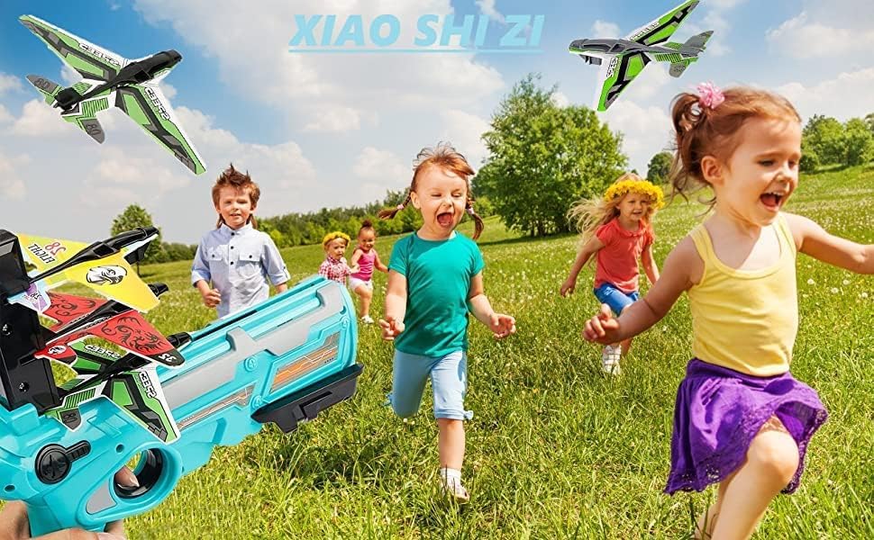 Toy Airplane, Pistol Shooting Game Toy Gun Air Battle Glider Airplane Launcher Toy for Kids Outdoor Sport Aircraft All Occasions Exciting and Fun Gift for Boys and Girls