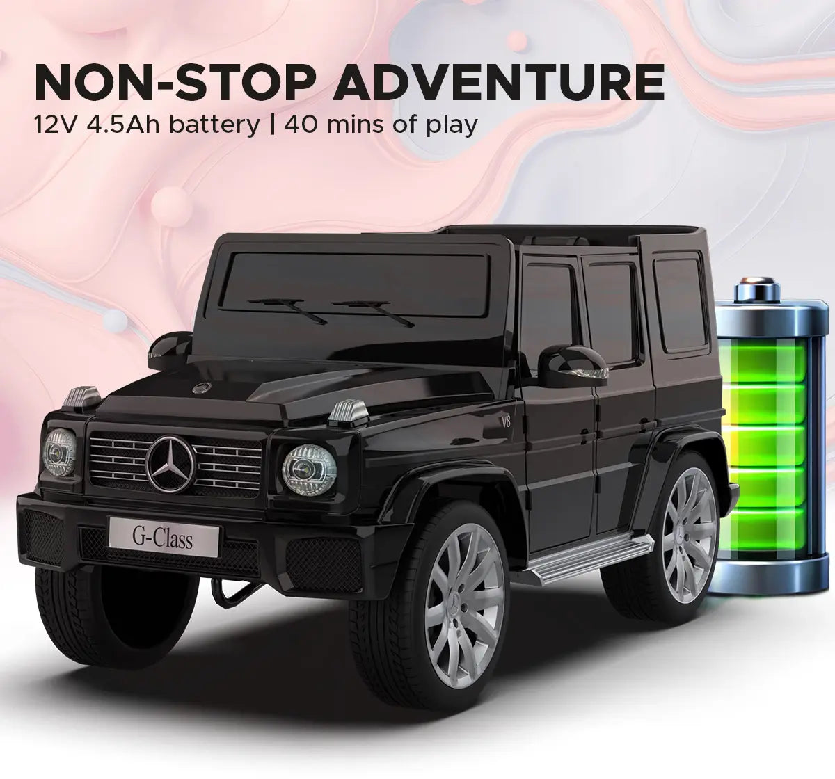 Fun Mercedes Benz G-Wagon Ride-On Car, Black, 3Y+