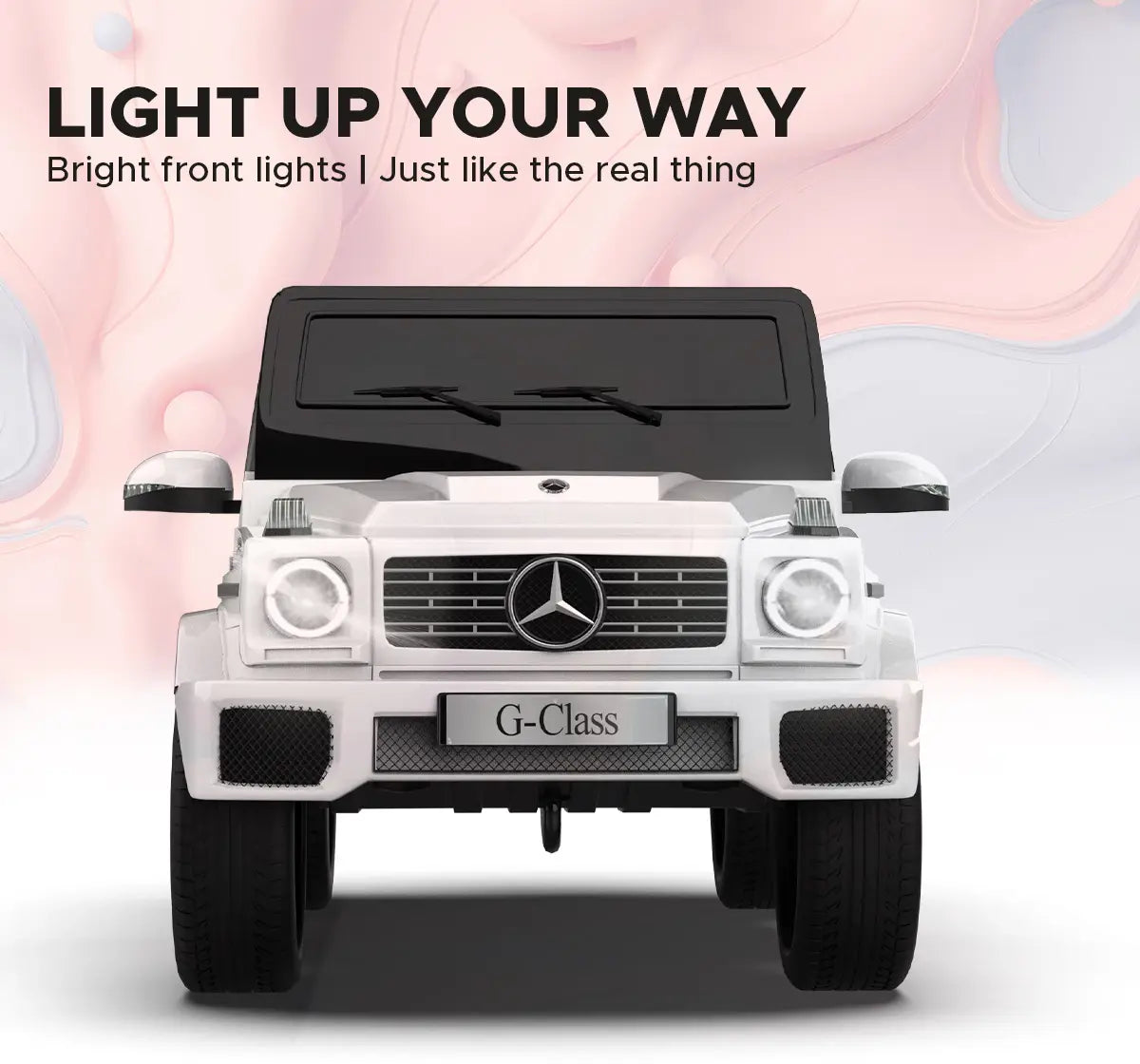 Formula Fun Mercedes Benz G-Wagon Ride-On Car, White, 3Y+