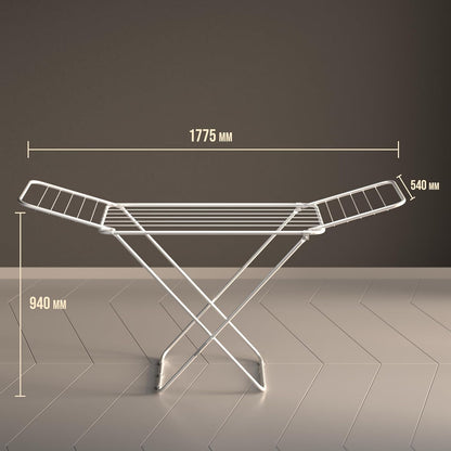 Premium Cloth Drying Stand - 3 Way Folding, Lightweight, 42 Feet Drying Length, 20 Drying Rails (Silver)