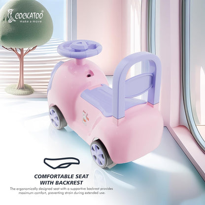 Kids Baby Bunny Swing Car for Kids Ride-On Magic Car with LED Lights & Music Push & Glide Toy for Toddlers with Backrest Seat & Big Wheel Push Car for Ages 1-3 Pink & Purple Up to 25 Kg Brand: Cockatoo