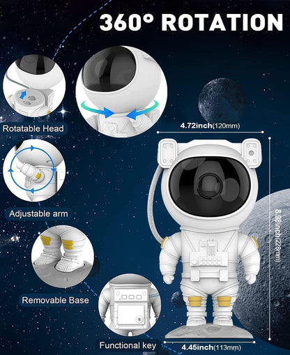 Astronaut Galaxy Projector Night Light – 360° Rotating Nebula Star Projector with Remote Control, Timer & Adjustable Head – LED Space Lamp for Kids’ Bedroom, Gaming Room, Home & Party Décor