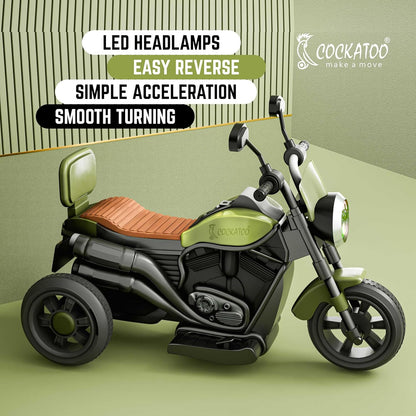 5ECruise Rechargable Electric Kids Bike with Music&LED, Kids Scooter Bike for 1-5 Years Boys&Girls Powered by 6V Battery & Motor for 4.5-6Hr Ride with Foot Accelerator(Harrlay,Green)