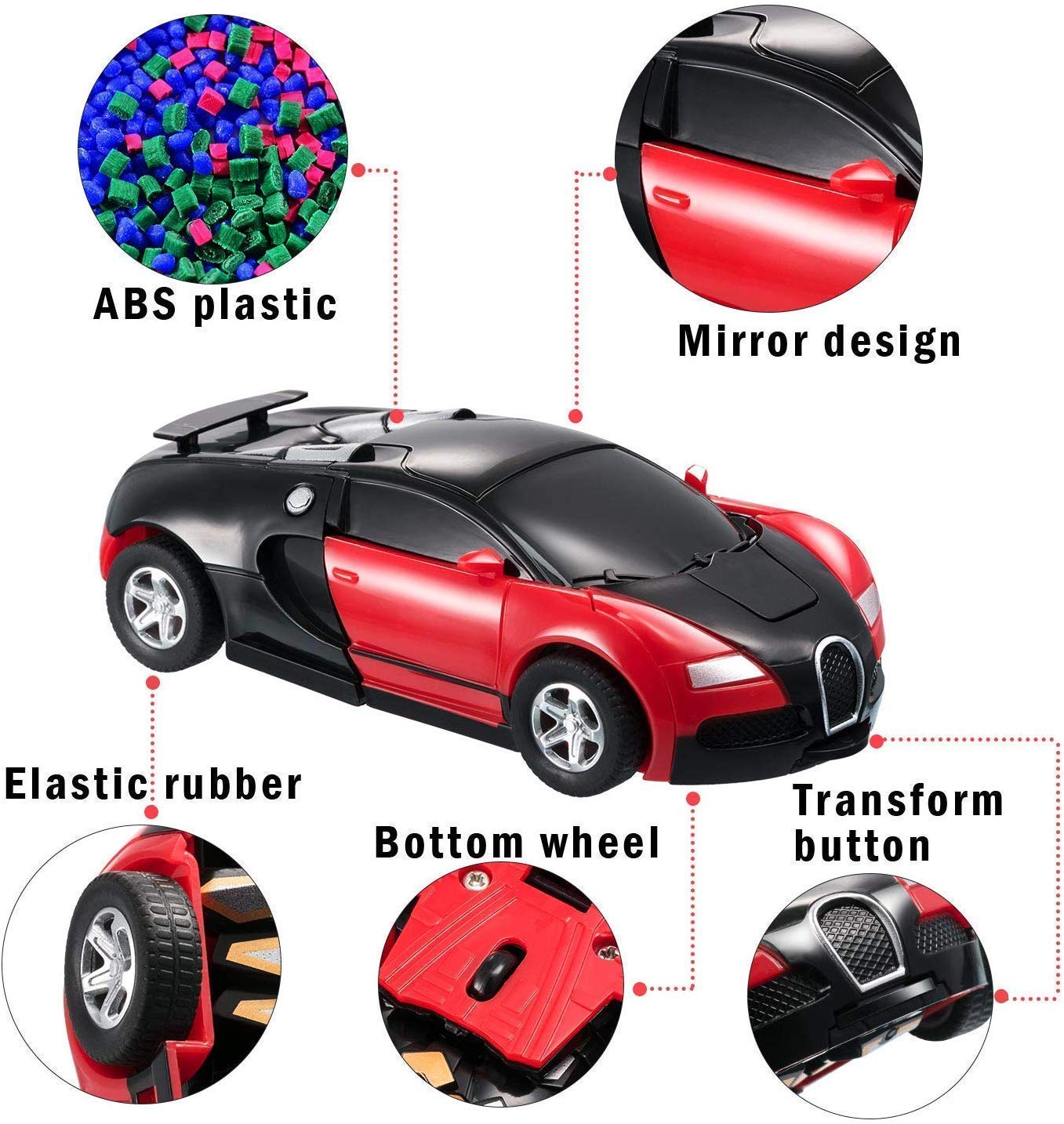 Plastic Battery Operated Converting Car to Robot, Robot to Car Automatically,Robot Toy, with Light and Sound for Kids Indoor and Outdoor 3 Year, Pack of 1