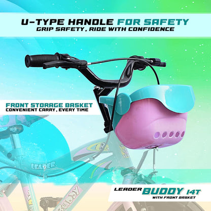 Kids Cycle 14T with Training Wheels (SEMI-Assembled) for Boys and Girls Ideal for Age Group 2-5 Years | Frame: 8 Inches (14T, Sea Green_Light Pink)