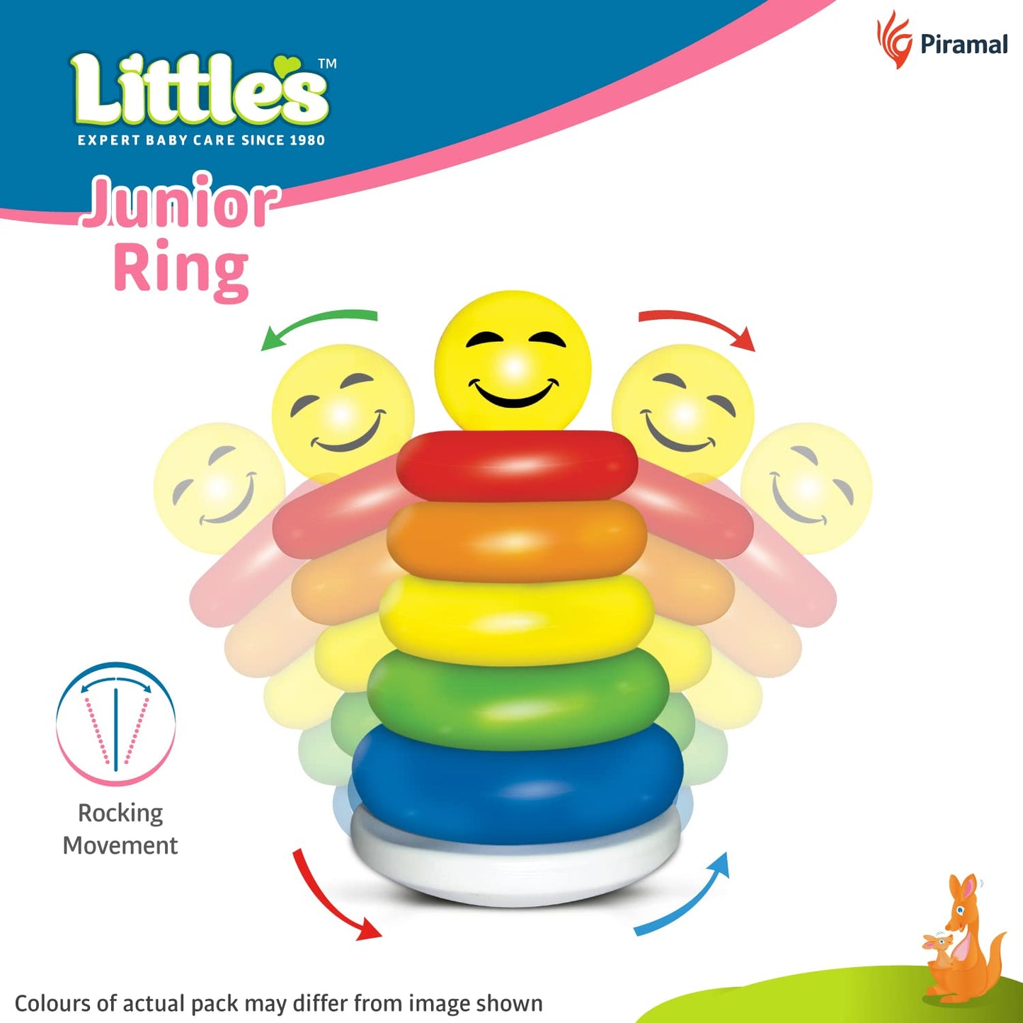 Little's Junior Ring Educational Blocks | Stacking Toys For Kids | 6 Rings Multi-Colour Kids Toys | Colorful Toddler Activity Toys | Baby Toys | Motor And Reasoning Skills, Set Of 1