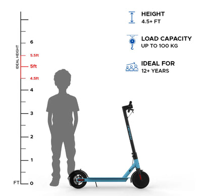 Electric Kick Scooter Foldable Aluminium Alloy Frame, 7.8Ah Battery, 250W Front Hub Motor, Easy Acceleration With Upto 25 Km Range, Blue, 12Y+