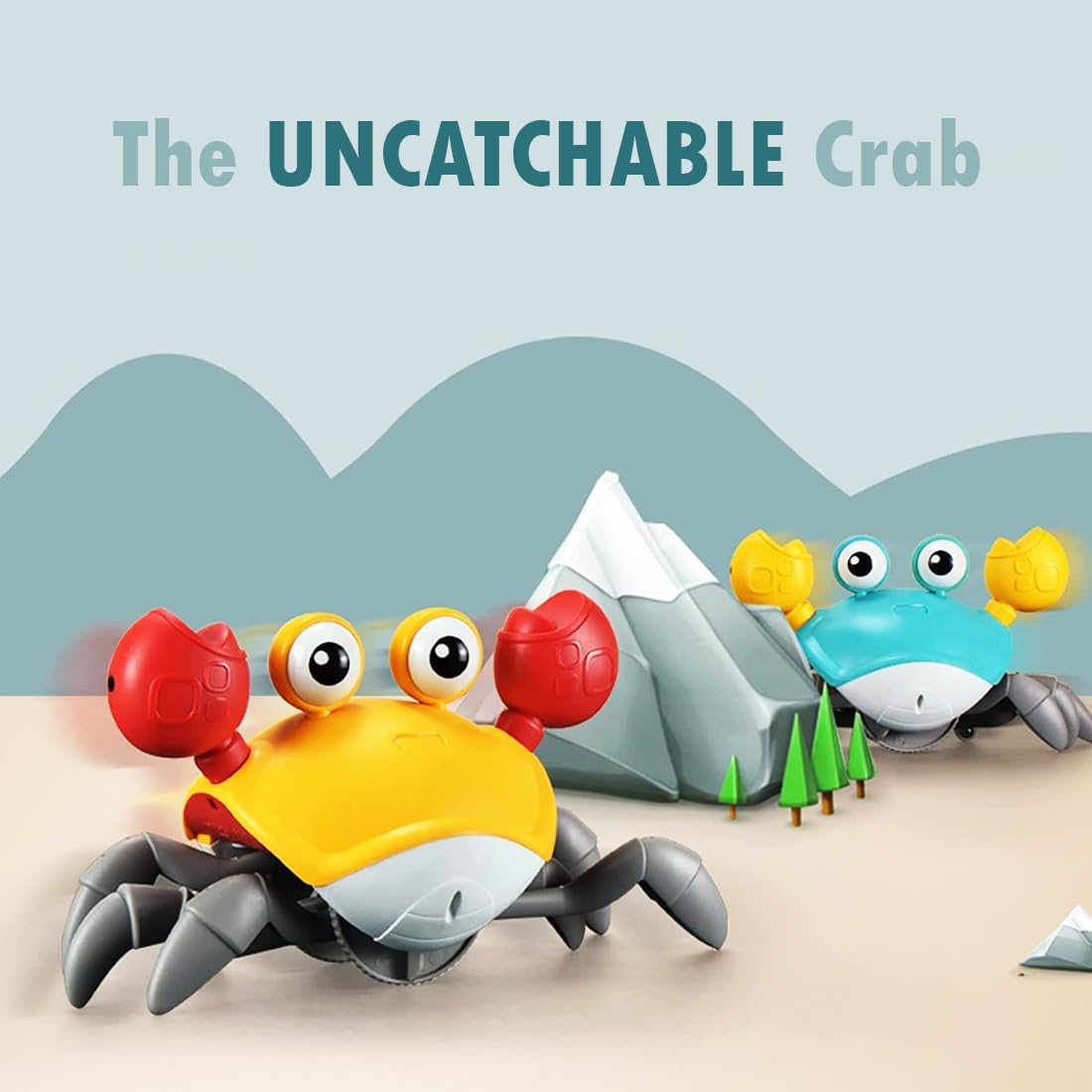 Crawling Crab Baby Toy for Kids Toddlers Infant Tummy Time Interactive Moving Toys for Babies 12 Months Electric Sensor Musical Dancing Walking Crab Toy Gift for Kids 1 2 3 Year Rechargeable
