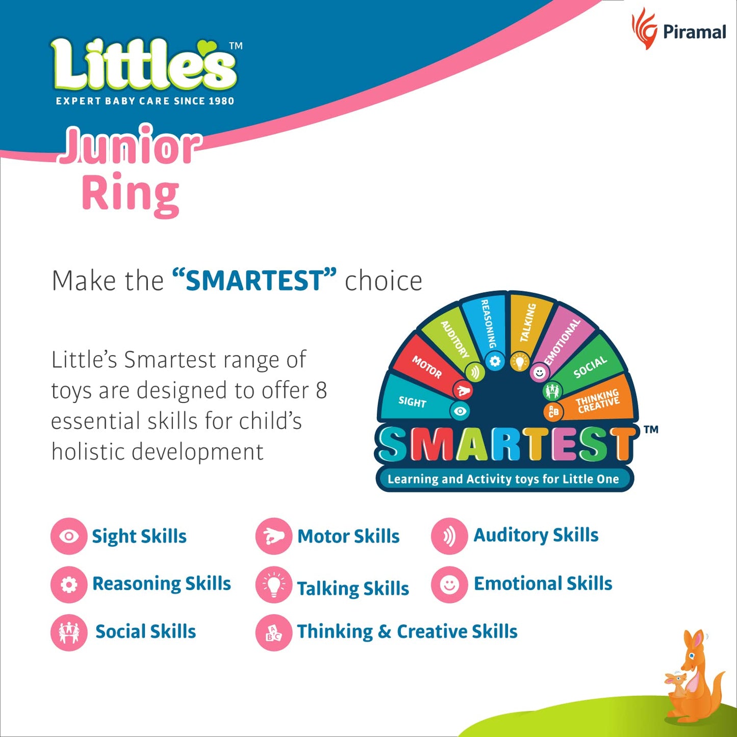 Little's Junior Ring Educational Blocks | Stacking Toys For Kids | 6 Rings Multi-Colour Kids Toys | Colorful Toddler Activity Toys | Baby Toys | Motor And Reasoning Skills, Set Of 1