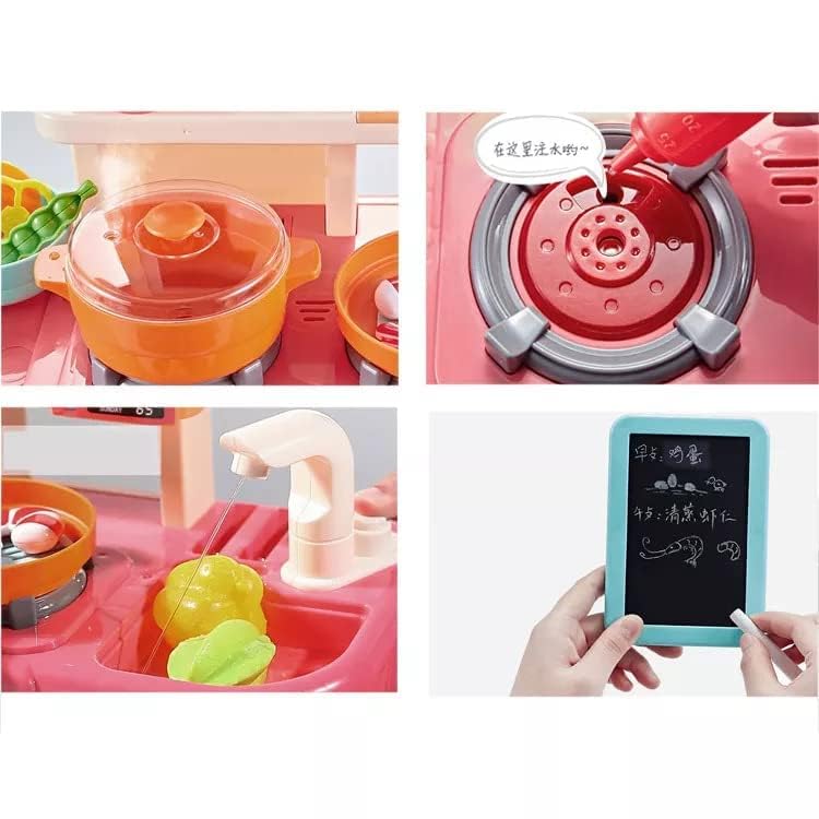 Kitchen Playset for Kids, Kitchen Set for Toddler with Gas Sound & Light, Cooking Stove with Steam,Toy Kitchen Accessories with Running Water,Kitchen Toys for Kids Girls Boys (42 Pcs)