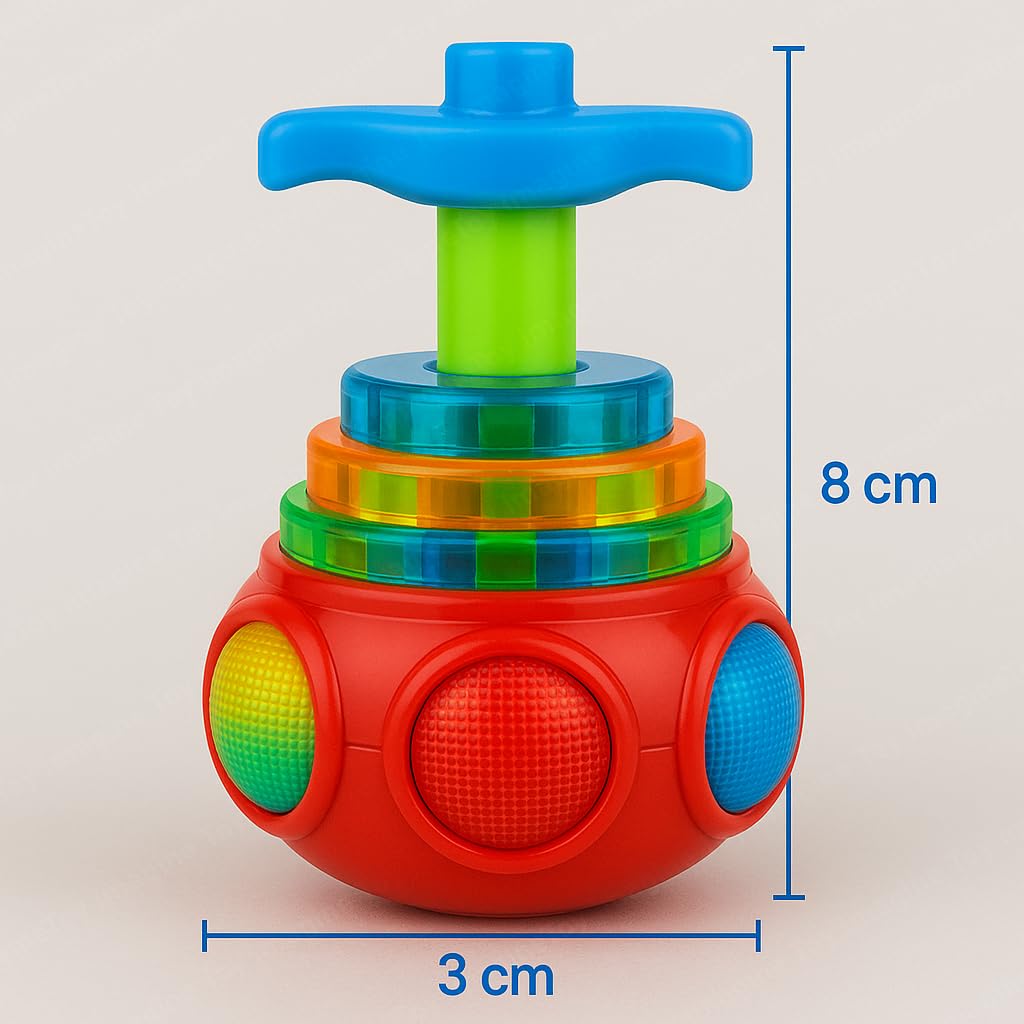 Gyro Magic Lattoo Toy for Kids – Musical Light-Up Spinning Top Toy with Sound – Colourful Fidget Spinner Lattu for Boys & Girls Age 3+ – Fun Rotating Toy, Birthday Gift for Kids