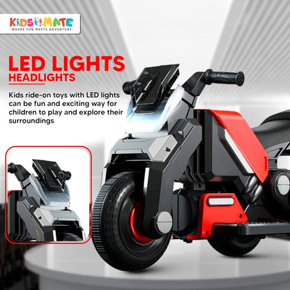 Hyrider 6V Electric Kids Bike with Rechargeable 6.5 Ah Battery Inbuilt Imported Motor Drive | Music Player, Front LED Light & Foot Accelerator Pedal Bike for Ages 1-4 Years