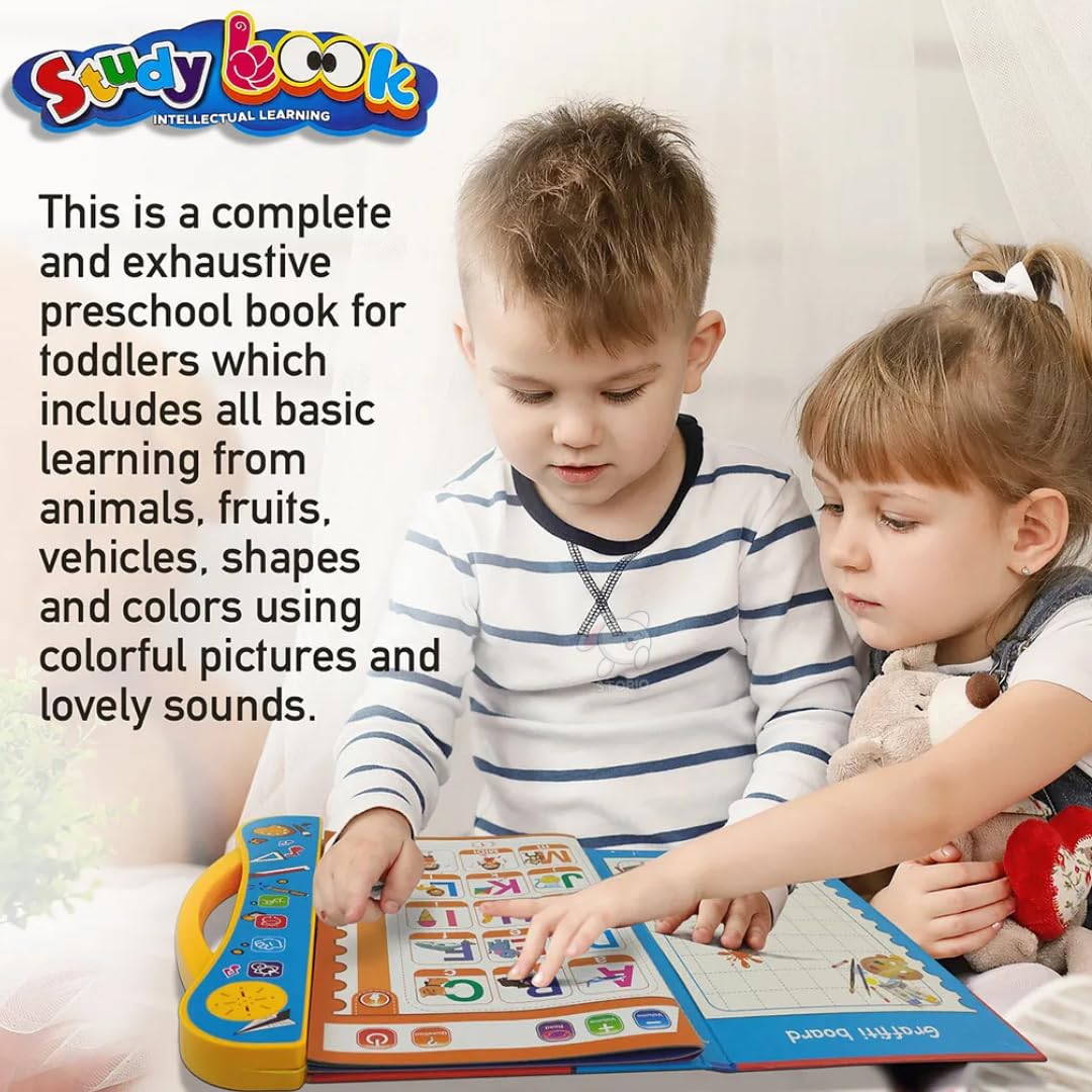 Intelligence Book Sound Book Learning Cards for Children,English Letters & Words Language_Skills Learning Book,Fun Educational Toys. Activities with Numbers, Shapes Learning Book for Toddlers