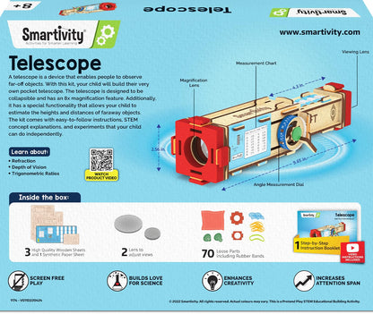 Telescope Toy for Kids Age 8-9-10-11-12-13-14 Years Old | Measure Height & Distance | Birthday Gift for Boys & Girls | DIY Science Toys for Kids 8-14 Year| STEM Kit