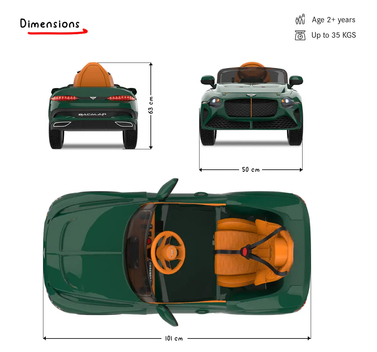 Formula Fun BENTLEY BACALAR TOY CAR (Green), 3Y+