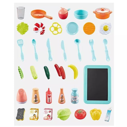 Kitchen Playset for Kids, Kitchen Set for Toddler with Gas Sound & Light, Cooking Stove with Steam,Toy Kitchen Accessories with Running Water,Kitchen Toys for Kids Girls Boys (42 Pcs)
