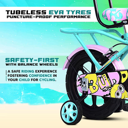 Kids Cycle 14T with Training Wheels (SEMI-Assembled) for Boys and Girls Ideal for Age Group 2-5 Years | Frame: 8 Inches (14T, Sea Green_Light Pink)
