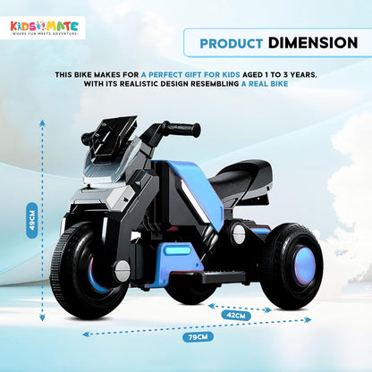 yrider 6V Electric Kids Bike with Rechargeable 6.5 Ah Battery Inbuilt Imported Motor Drive | Music Player, Front LED Light & Foot Accelerator Pedal Bike for Ages 1-4 Years