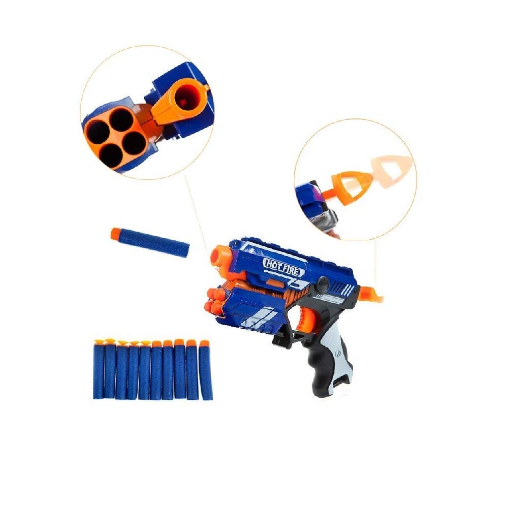 Hot Fire Soft Bullet Gun Toy With 10 Safe Soft Foam Bullets, Fun Target Shooting Battle Fight Game For Kids Boys (Blaze Storm- Hot Fire),Multicolor