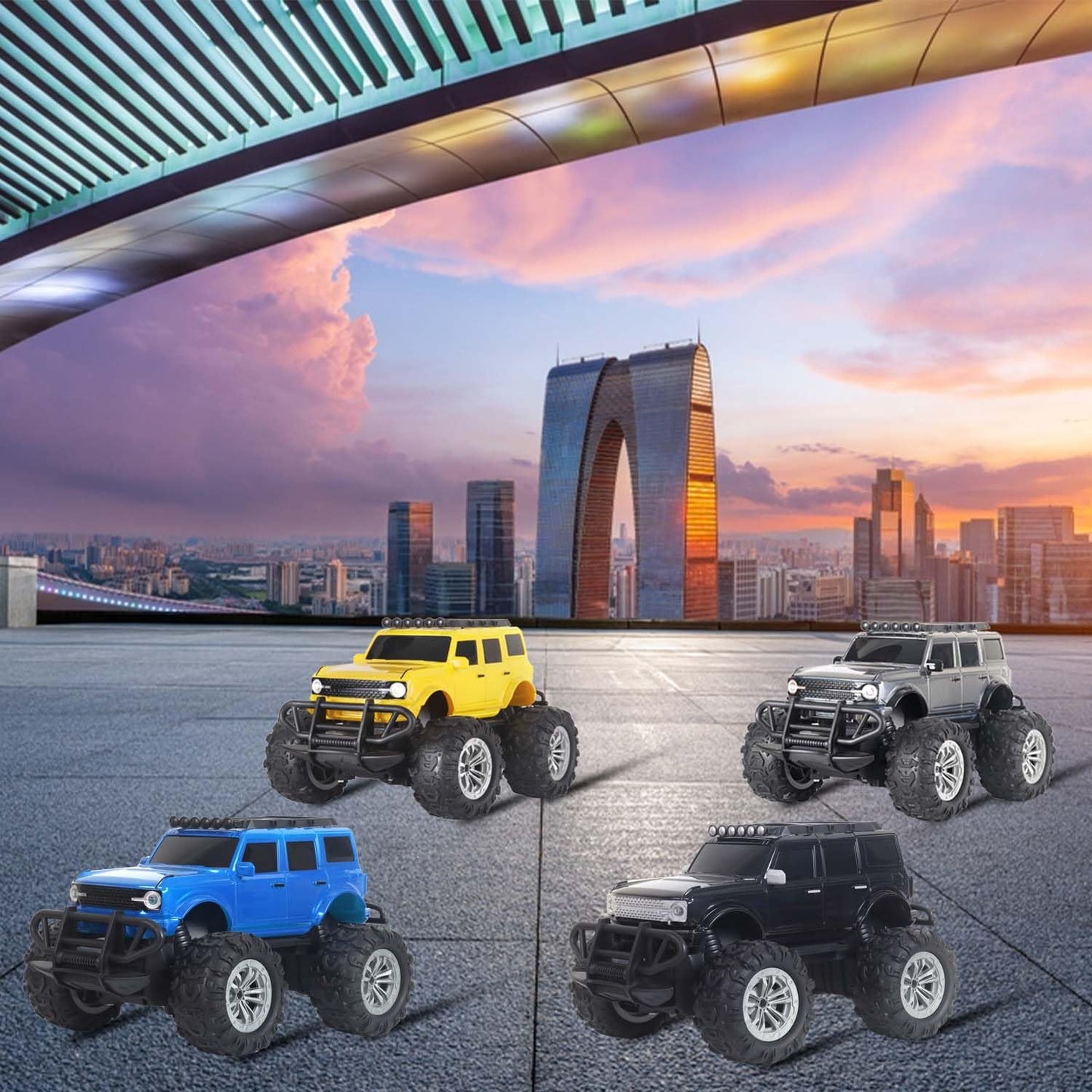 Off Roader Rechargeable Remote Control Car | RC Car Monster Truck | 4 Headlight Modes | Lithium Battery | C-Type Charging | Remote Control Car for Kids | Made in India, Red
