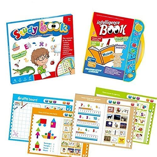 Intelligence Book Sound Book Learning Cards for Children,English Letters & Words Language_Skills Learning Book,Fun Educational Toys. Activities with Numbers, Shapes Learning Book for Toddlers