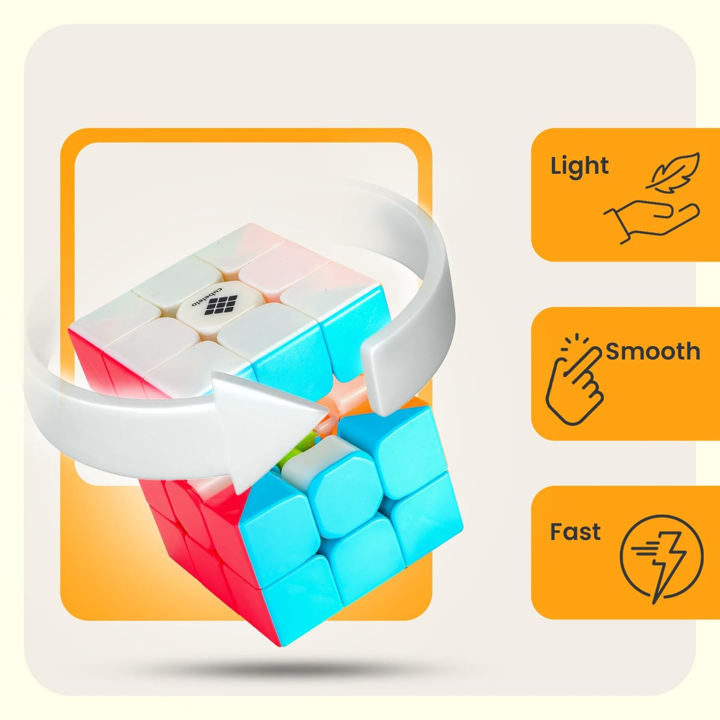 Drift Warrior 3x3 Stickerless Cube | Beginner Speedcube for Kids Boys Girls Above 3 4 5 6 Years Old & Above | Magic Puzzle Toy | Durable & Smooth Cube with Anti-Pop Design 3