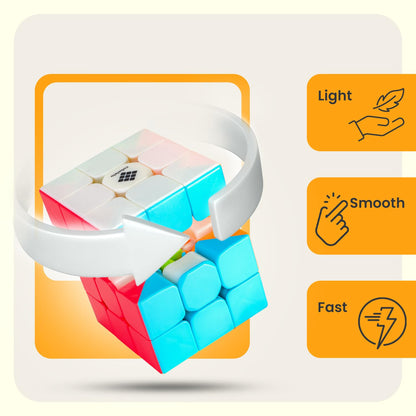 Drift Warrior 3x3 Stickerless Cube | Beginner Speedcube for Kids Boys Girls Above 3 4 5 6 Years Old & Above | Magic Puzzle Toy | Durable & Smooth Cube with Anti-Pop Design 3