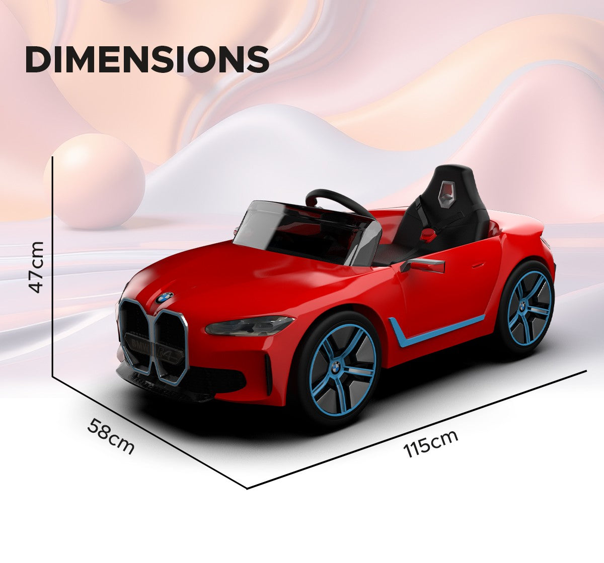 Formula Fun BMW i4 Ride-On Car, Red, 3Y+