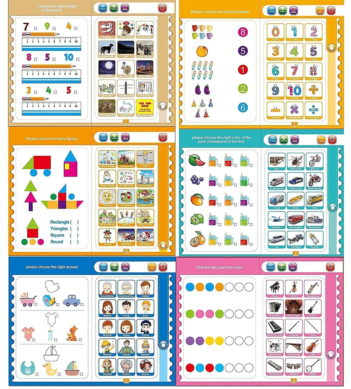 Intelligence Book Sound Book Learning Cards for Children,English Letters & Words Language_Skills Learning Book,Fun Educational Toys. Activities with Numbers, Shapes Learning Book for Toddlers