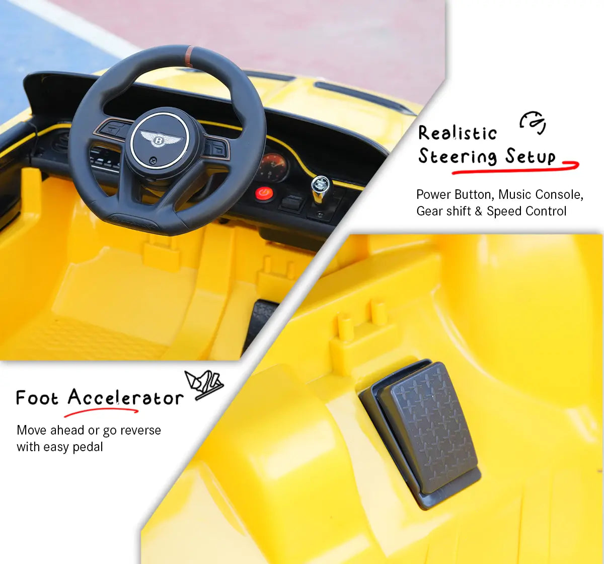 Formula Fun BENTLEY BACALAR TOY CAR (Yellow), 3Y+