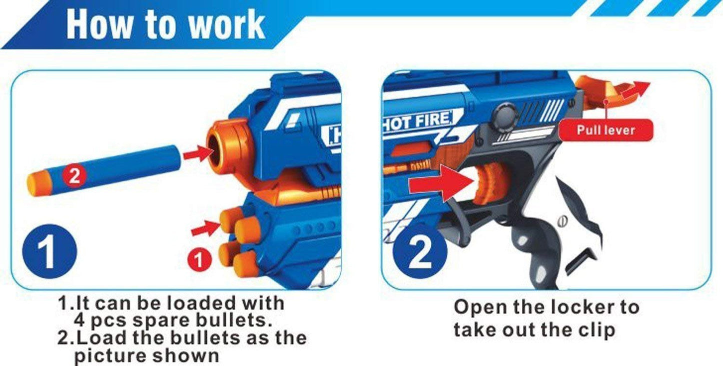 Hot Fire Soft Bullet Gun Toy With 10 Safe Soft Foam Bullets, Fun Target Shooting Battle Fight Game For Kids Boys (Blaze Storm- Hot Fire),Multicolor