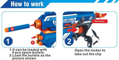 Hot Fire Soft Bullet Gun Toy With 10 Safe Soft Foam Bullets, Fun Target Shooting Battle Fight Game For Kids Boys (Blaze Storm- Hot Fire),Multicolor