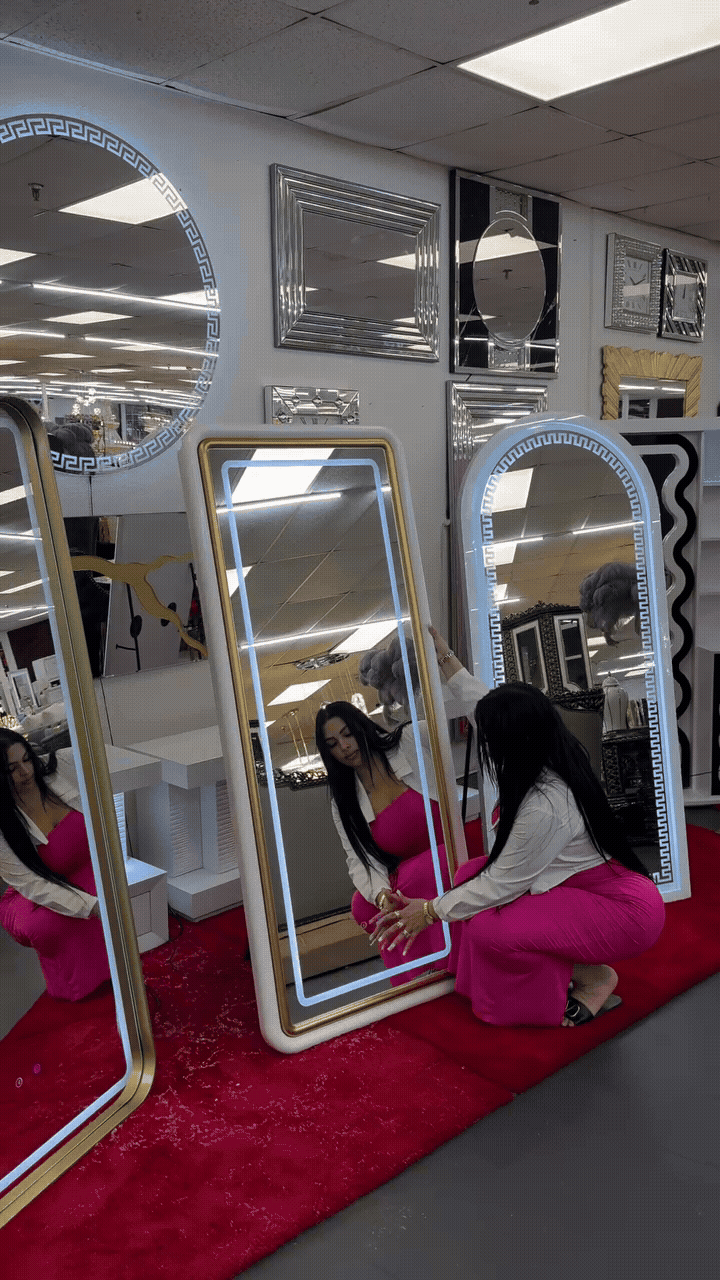 Luxury Full-Length LED Mirror with Gold Frame - Premium Standing Mirror