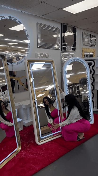Luxury Full-Length LED Mirror with Gold Frame - Premium Standing Mirror