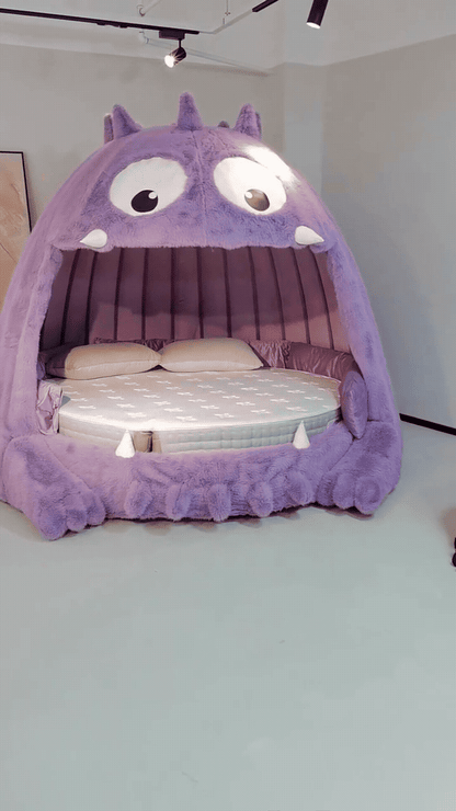 Luxurious Purple Monster Bed for Kids - Cute Plush Character Bed