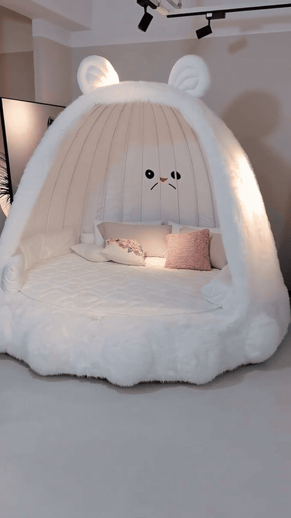 Luxurious White Bunny Bed for Kids - Adorable Plush Character Bed | High Quality Softness