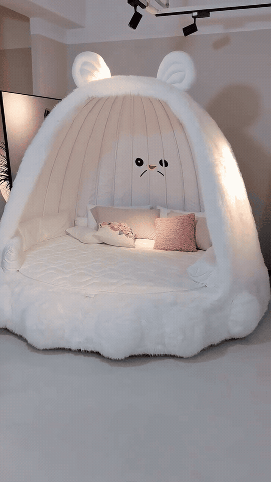Luxurious White Bunny Bed for Kids - Adorable Plush Character Bed | High Quality Softness
