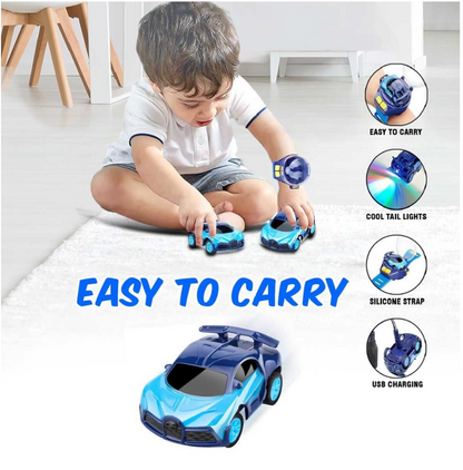 Mini Rechargeble Watch Car Launcher LED Light Racing Cars Games Interactive Toys for Kids