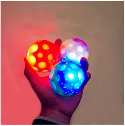 LED Flashing Luminous Bouncing Crazy Bounce Moon Pack 2 Pcs Soft Rubber Training Coral Balls