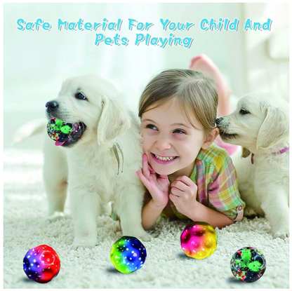 LED Flashing Luminous Bouncing Crazy Bounce Moon Pack 2 Pcs Soft Rubber Training Coral Balls