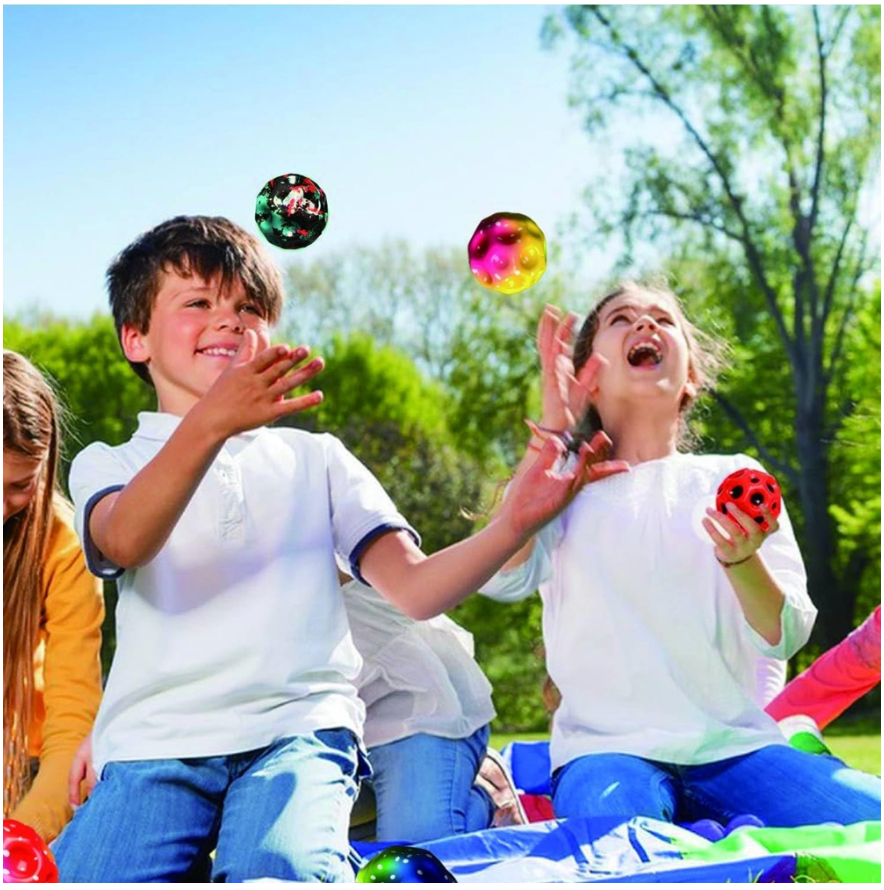 LED Flashing Luminous Bouncing Crazy Bounce Moon Pack 2 Pcs Soft Rubber Training Coral Balls