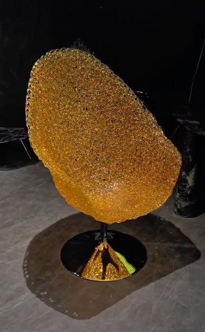 Luxury Golden Sequin Swivel Chair - Premium Glamour Seating